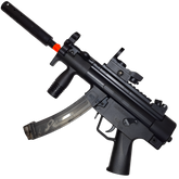 MP5K short gel blaster by XYL in black finish, featuring automatic and manual firing modes with durable ABS material.